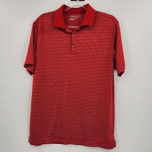 Nike Golf Tour Performance DriFit Polo Shirt Mens Size Medium Red Pinstripe